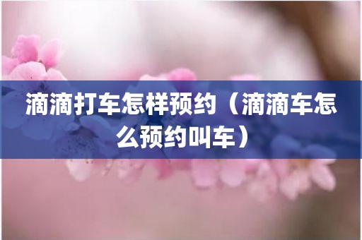 滴滴打车怎样预约（滴滴车怎么预约叫车）