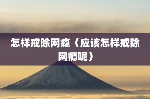 怎样戒除网瘾（应该怎样戒除网瘾呢）