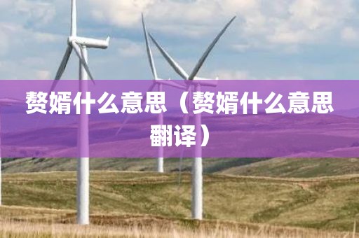 赘婿什么意思(赘婿什么意思翻译)