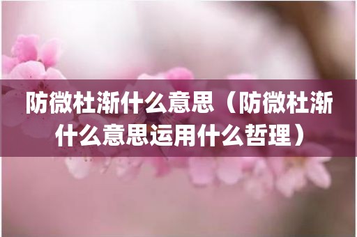 防微杜渐什么意思（防微杜渐什么意思运用什么哲理）