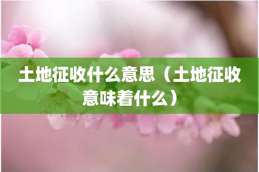 土地征收什么意思（土地征收意味着什么）