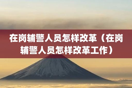 在岗辅警人员怎样改革（在岗辅警人员怎样改革工作）