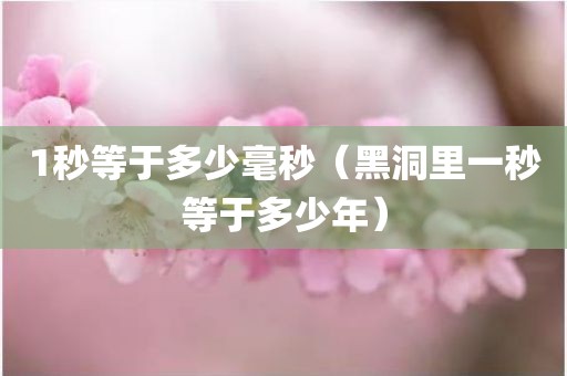 1秒等于多少毫秒（黑洞里一秒等于多少年） - 图小雯知识