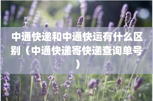 中通快递和中通快运有什么区别（中通快递寄快递查询单号）