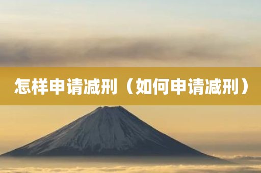 怎样申请减刑（如何申请减刑）