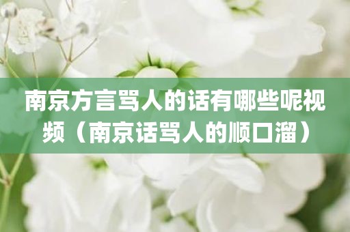 南京方言骂人的话有哪些呢视频（南京话骂人的顺口溜）