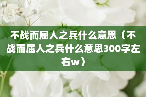 不战而屈人之兵什么意思（不战而屈人之兵什么意思300字左右w）