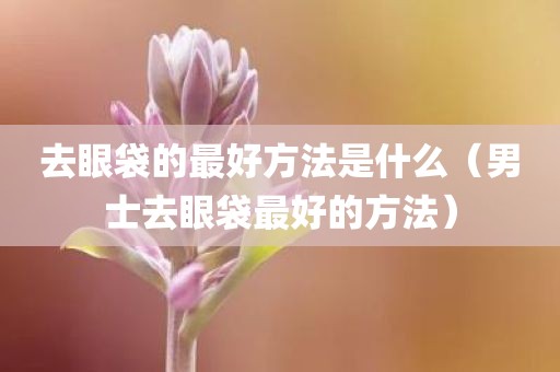 去眼袋的最好方法是什么（男士去眼袋最好的方法）