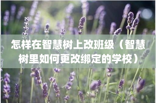 怎样在智慧树上改班级（智慧树里如何更改绑定的学校）