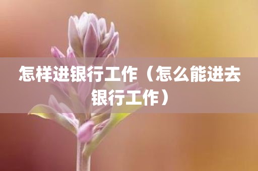 怎样进银行工作（怎么能进去银行工作）