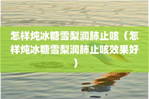 怎样炖冰糖雪梨润肺止咳（怎样炖冰糖雪梨润肺止咳效果好）