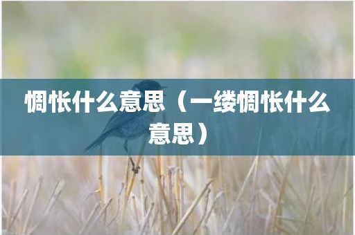 惆怅什么意思（一缕惆怅什么意思）