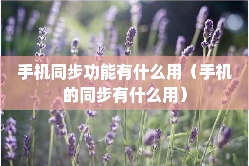 手机同步功能有什么用（手机的同步有什么用）