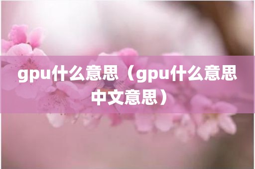 gpu什么意思（gpu什么意思中文意思）