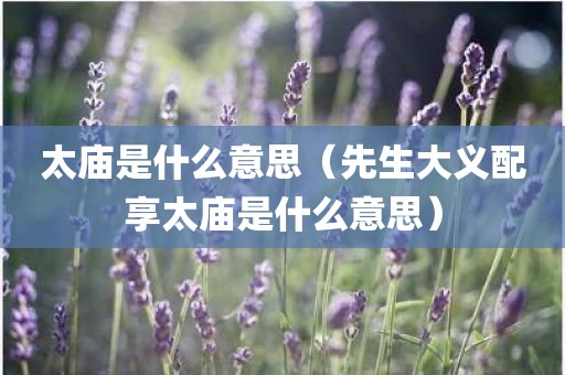 太庙是什么意思（先生大义配享太庙是什么意思）