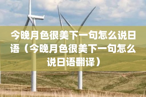 今晚月色很美下一句怎么说日语（今晚月色很美下一句怎么说日语翻译）