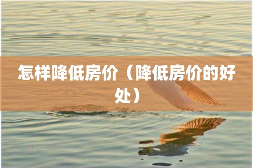 怎样降低房价(降低房价的好处) 怎样降低房价(降低房价的好处)