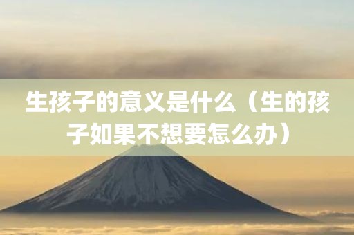 生孩子的意义是什么（生的孩子如果不想要怎么办）