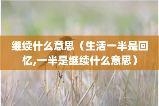 继续什么意思（生活一半是回忆,一半是继续什么意思）
