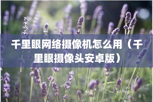 千里眼网络摄像机怎么用（千里眼摄像头安卓版）