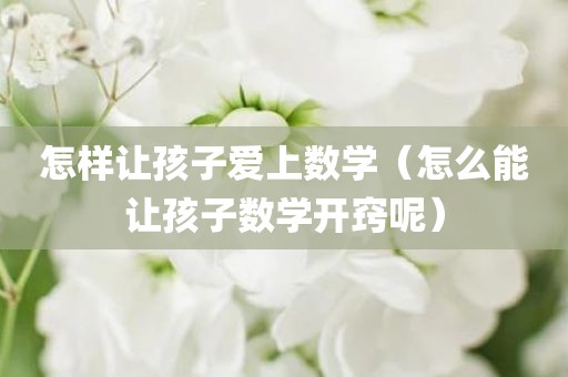怎样让孩子爱上数学（怎么能让孩子数学开窍呢）