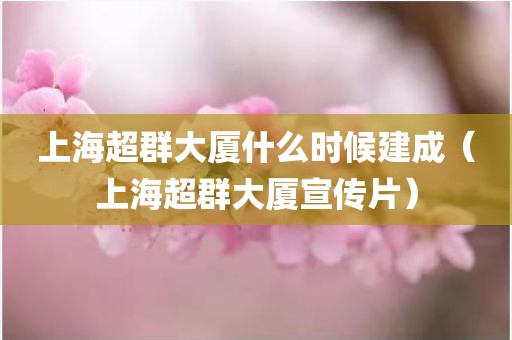 上海超群大厦什么时候建成（上海超群大厦宣传片）