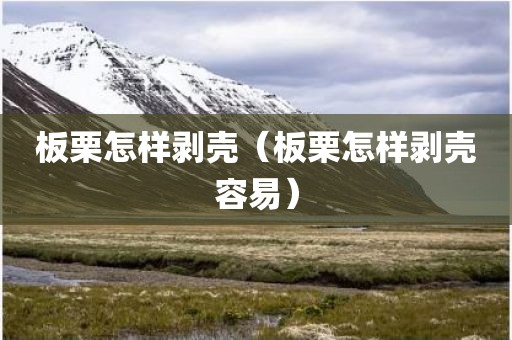 板栗怎样剥壳（板栗怎样剥壳容易）