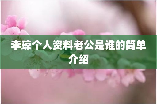 李琼个人资料老公是谁的简单介绍