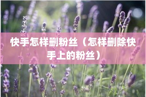 快手怎样删粉丝（怎样删除快手上的粉丝）