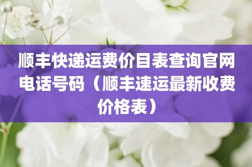 顺丰快递运费价目表查询官网电话号码（顺丰速运最新收费价格表）