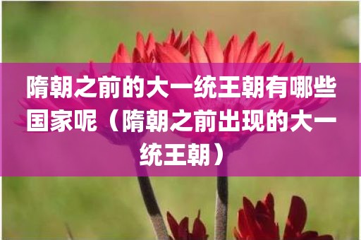 隋朝之前的大一统王朝有哪些国家呢(隋朝之前出现的大一统王朝) 隋朝之前的大一统王朝有哪些国家呢(隋朝之前出现的大一统王朝)