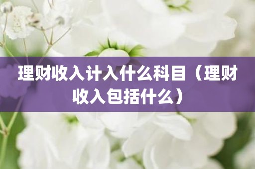 理财收入计入什么科目（理财收入包括什么）