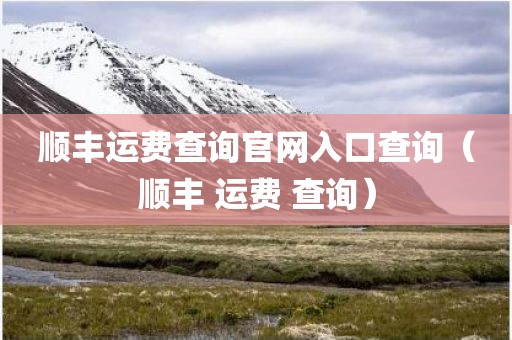 顺丰运费查询官网入口查询(顺丰 运费 查询)