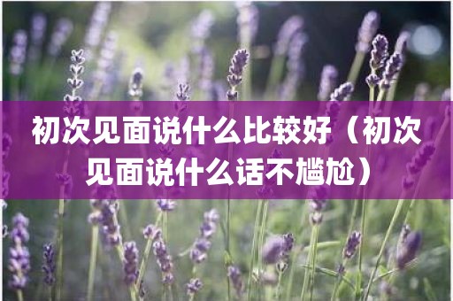 初次见面说什么比较好(初次见面说什么话不尴尬)