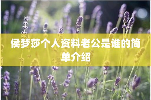 侯梦莎个人资料老公是谁的简单介绍