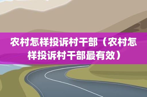 农村怎样投诉村干部（农村怎样投诉村干部最有效）