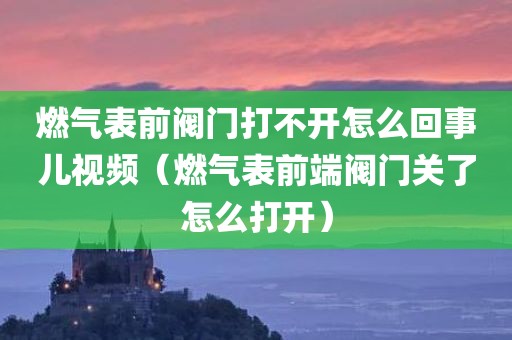 燃气表前阀门打不开怎么回事儿视频(燃气表前端阀门关了怎么打开)