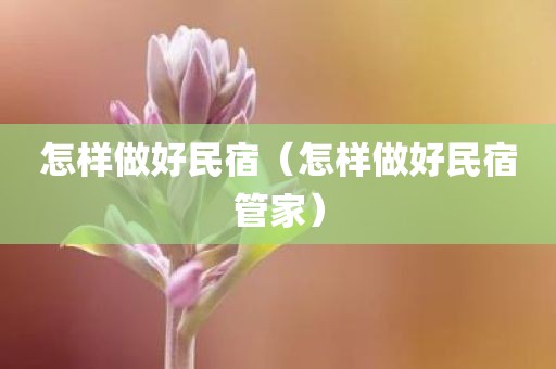 怎样做好民宿（怎样做好民宿管家）