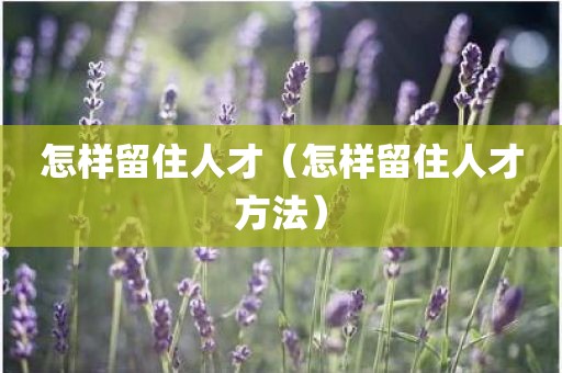 怎样留住人才（怎样留住人才方法）