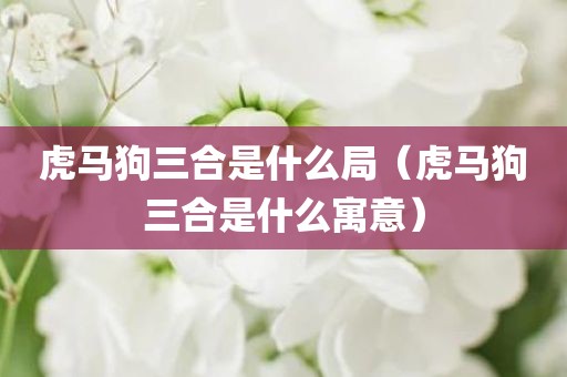 虎马狗三合是什么局（虎马狗三合是什么寓意）