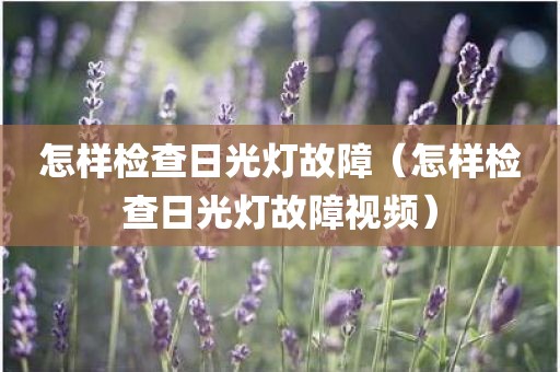 怎样检查日光灯故障（怎样检查日光灯故障视频）