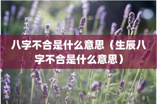八字不合是什么意思（生辰八字不合是什么意思）