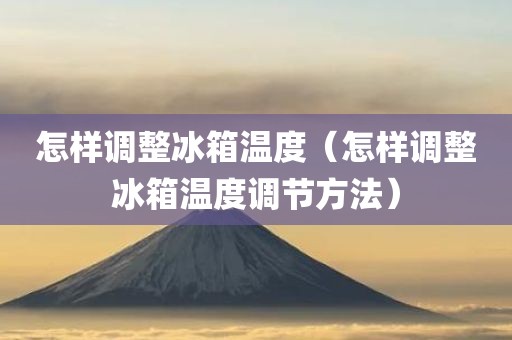 怎样调整冰箱温度（怎样调整冰箱温度调节方法）
