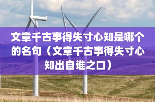 文章千古事得失寸心知是哪个的名句（文章千古事得失寸心知出自谁之口）