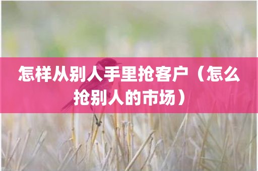 怎样从别人手里抢客户（怎么抢别人的市场）