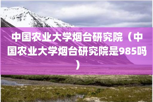中国农业大学烟台研究院（中国农业大学烟台研究院是985吗）