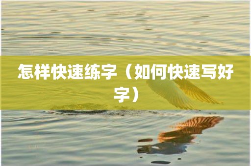 怎样快速练字（如何快速写好字）