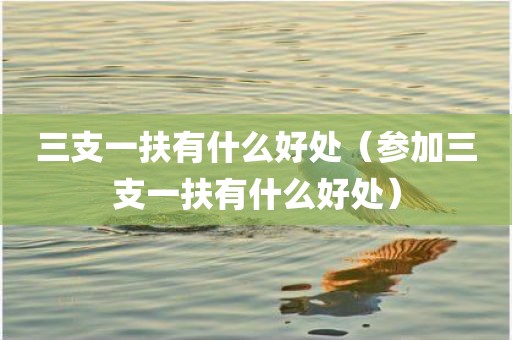 三支一扶有什么好处（参加三支一扶有什么好处）