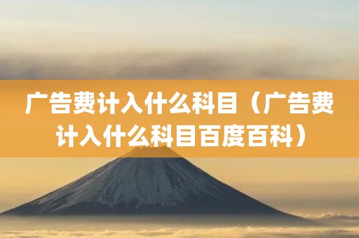 广告费计入什么科目（广告费计入什么科目百度百科）