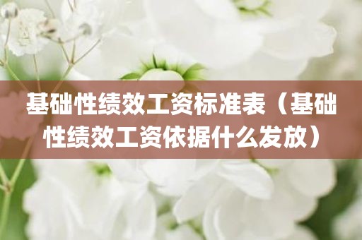 基础性绩效工资标准表(基础性绩效工资依据什么发放) 基础性绩效工资标准表(基础性绩效工资依据什么发放)